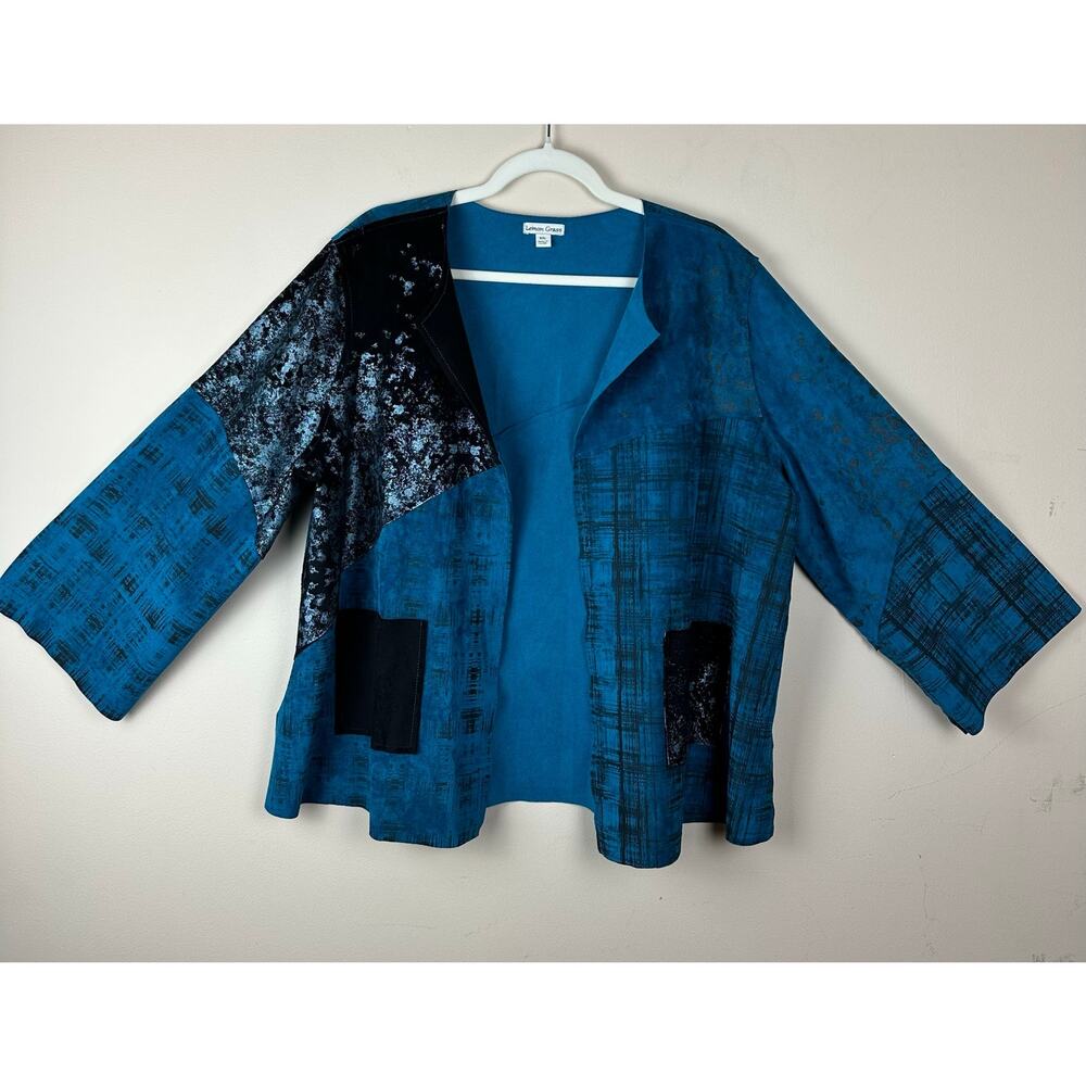 Lemon Grass Patchwork Lagenlook Open Front Jacket… - image 1